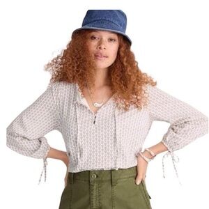 J‎ Crew NWT Broken-In Jersey button front top in Hyacinth Floral Ditsy Blouse M